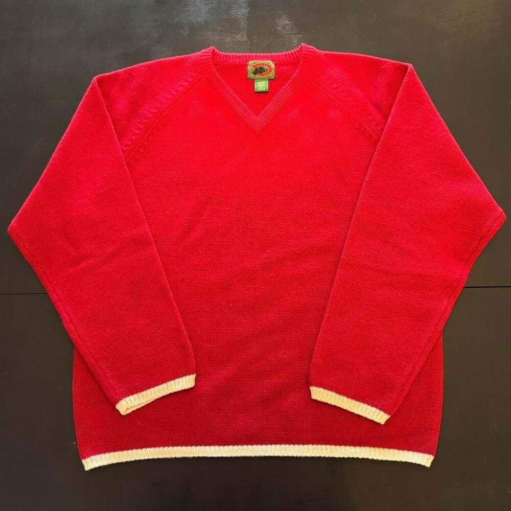 Boston Traders 100% Wool V-Neck Sweater Red Size XL